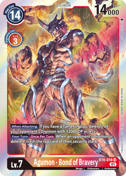 Digimon TCG Card 'BT6-018' 'Agumon - Bond of Bravery'