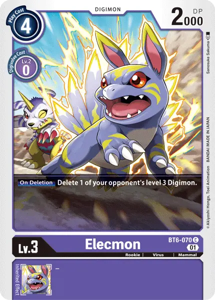 Digimon TCG Card 'BT6-070' 'Elecmon'