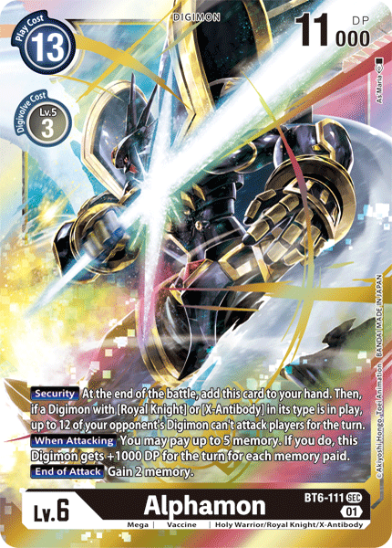 Digimon TCG Card 'BT6-111' 'Alphamon'