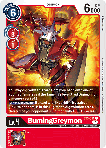 Digimon TCG Card 'BT7-011' 'BurningGreymon'