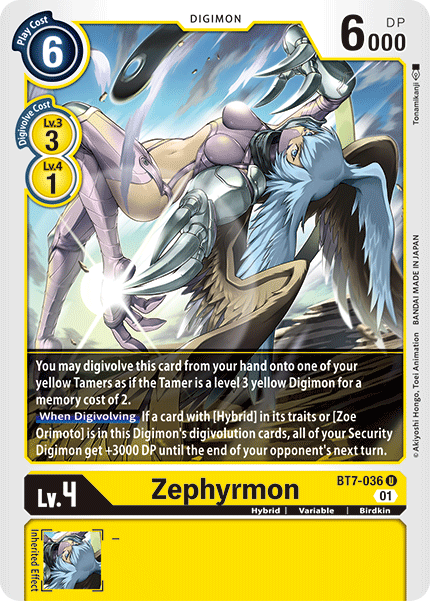 Digimon TCG Card 'BT7-036' 'Zephyrmon'