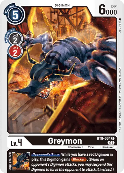 Digimon TCG Card BT8-064 Greymon