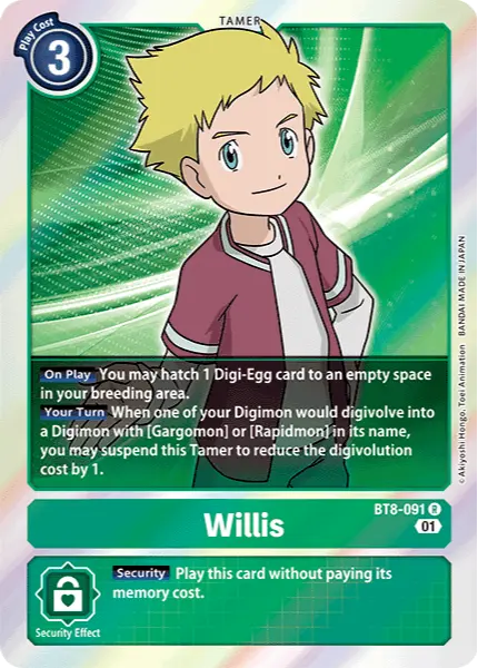 Digimon TCG Card BT8-091 Willis