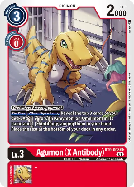 Digimon TCG Card BT9-008 Agumon (X Antibody)