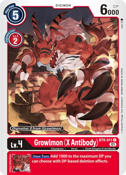 Digimon TCG Card 'BT9-011' 'Growlmon (X Antibody)'