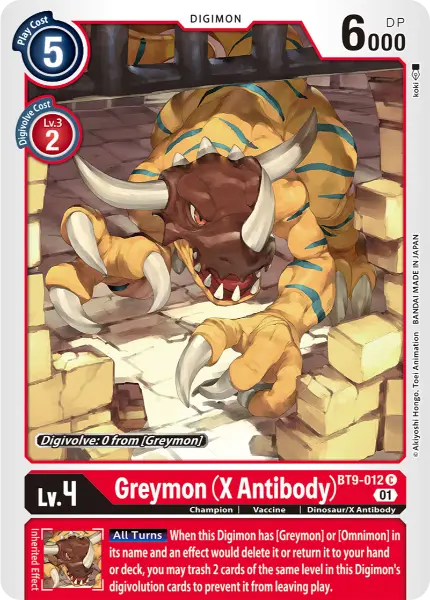Digimon TCG Card BT9-012 Greymon (X Antibody)