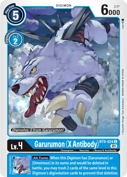 Digimon TCG Card BT9-024 Garurumon (X Antibody)
