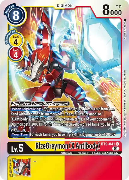 Digimon TCG Card BT9-041 RizeGreymon (X Antibody)