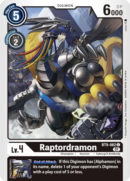 Digimon TCG Card BT9-062 Raptordramon