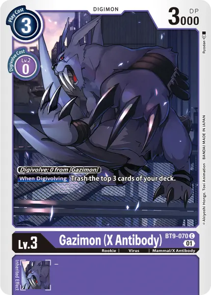 Digimon TCG Card 'BT9-070' 'Gazimon (X Antibody)'