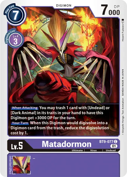 Digimon TCG Card BT9-077 Matadormon