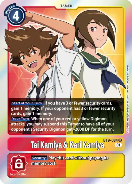 Digimon TCG Card BT9-084 Tai Kamiya & Kari Kamiya