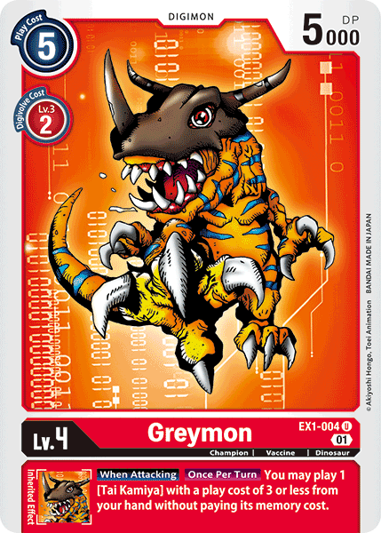 Digimon TCG Card 'EX1-004' 'Greymon'