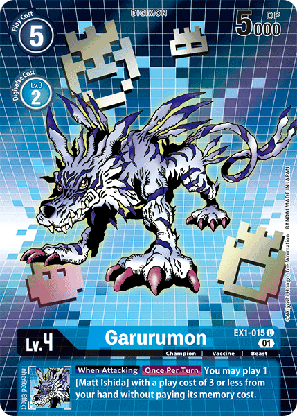 Digimon TCG Card EX1-015_P1 Garurumon