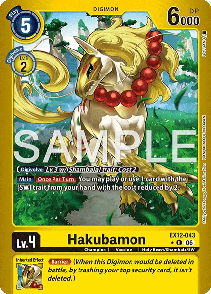 Digimon TCG Card 'EX12-043_P1' 'Hakubamon'