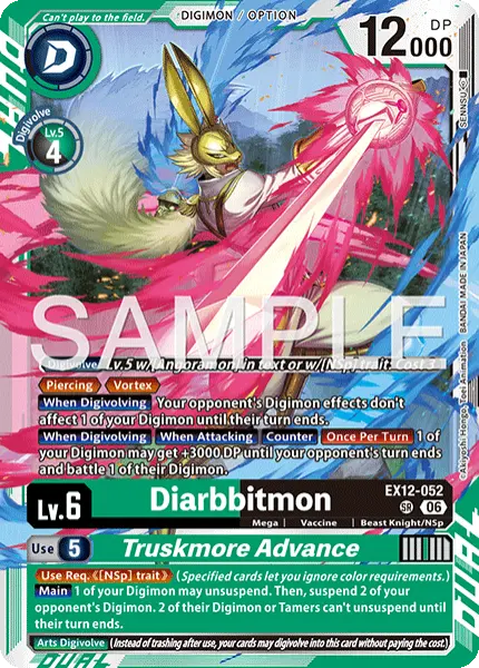 Digimon TCG Card 'EX12-052' 'Diarbbitmon Truskmore Advance'