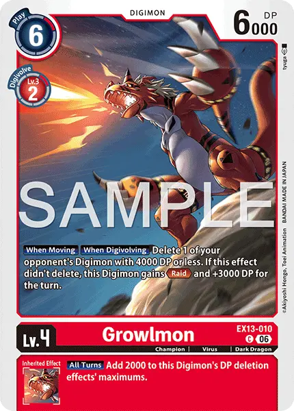 Digimon TCG Card EX13-010 Growlmon