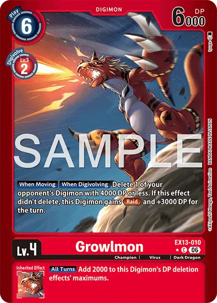 Digimon TCG Card EX13-010_P1 Growlmon
