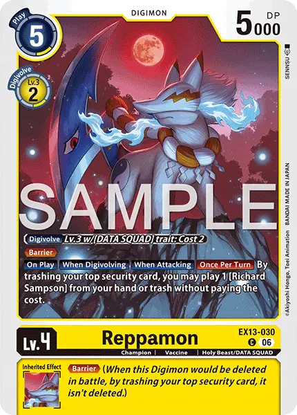 Digimon TCG Card EX13-030 Reppamon