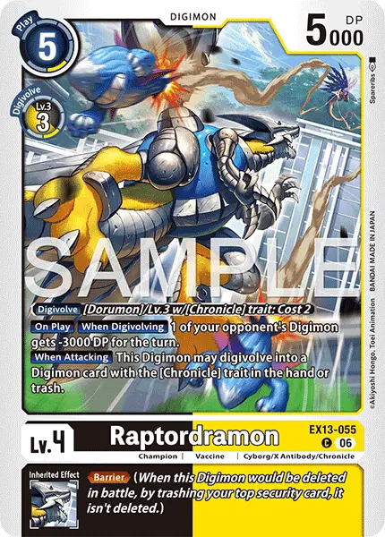 Digimon TCG Card 'EX13-055' 'Raptordramon'