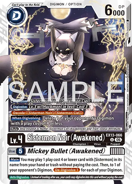 Digimon TCG Card 'EX13-066' 'Sistermon Noir (Awakened) Mickey Bullet (Awakened)'