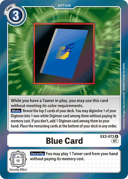 Digimon TCG Card 'EX2-072' 'Blue Card'