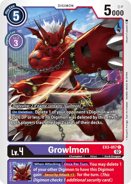 Digimon TCG Card 'EX3-057' 'Growlmon'