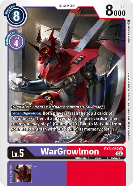 Digimon TCG Card 'EX3-062' 'WarGrowlmon'