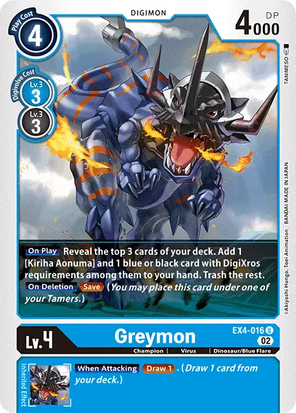 Digimon TCG Card 'EX4-016' 'Greymon'