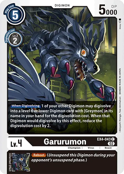Digimon TCG Card 'EX4-043' 'Garurumon'