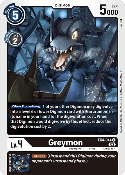 Digimon TCG Card 'EX4-044' 'Greymon'