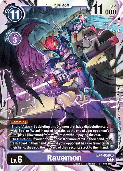 Deck Ravemon with preview of card EX4-058