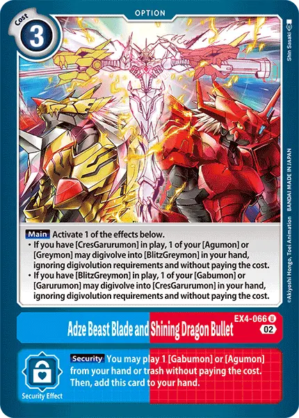 Digimon TCG Card 'EX4-066' 'Adze Beast Blade and Shining Dragon Bullet'