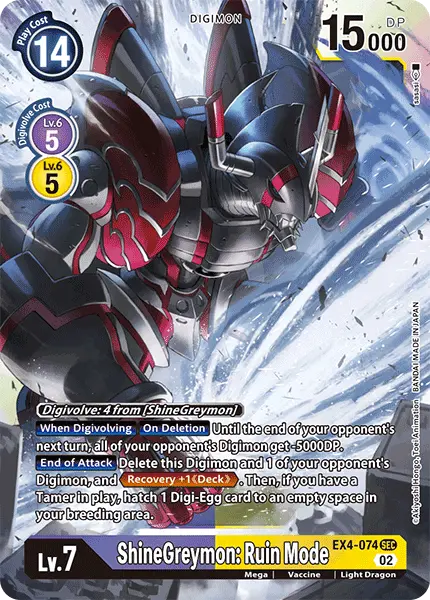 Digimon TCG Card EX4-074 ShineGreymon: Ruin Mode