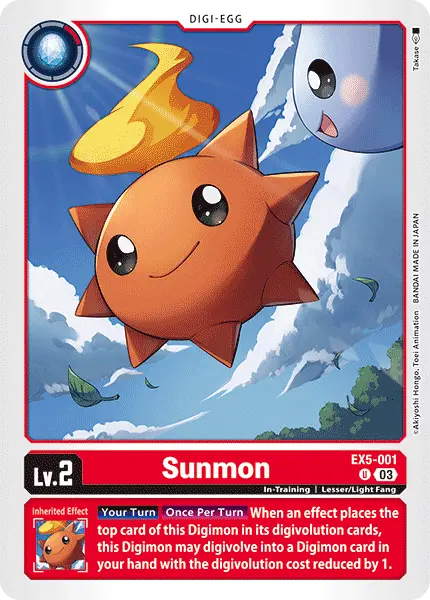 Digimon TCG Card 'EX5-001' 'Sunmon'