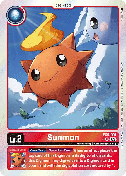 Digimon TCG Card 'EX5-001_P1' 'Sunmon'