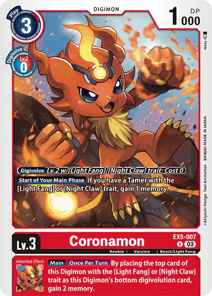 Digimon TCG Card 'EX5-007' 'Coronamon'