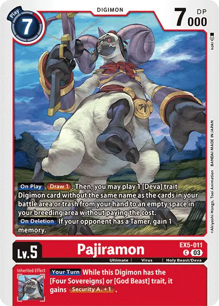 Digimon TCG Card EX5-011 Pajiramon