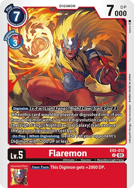 Digimon TCG Card EX5-012 Flaremon