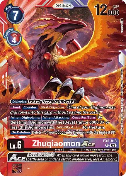 Digimon TCG Card 'EX5-013' 'Zhuqiaomon'