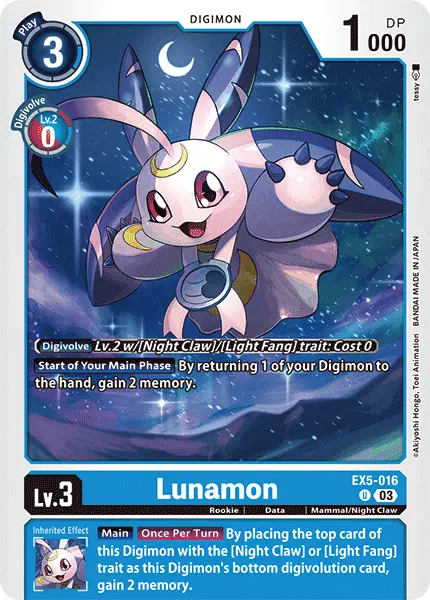 Digimon TCG Card EX5-016 Lunamon