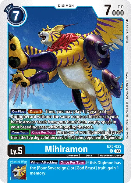 Digimon TCG Card 'EX5-022' 'Mihiramon'