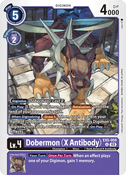 Digimon TCG Card EX5-059 Dobermon (X Antibody)