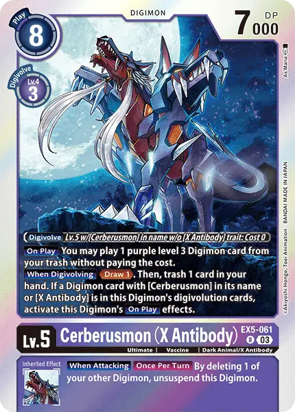 Digimon TCG Card 'EX5-061' 'Cerberusmon (X Antibody)'