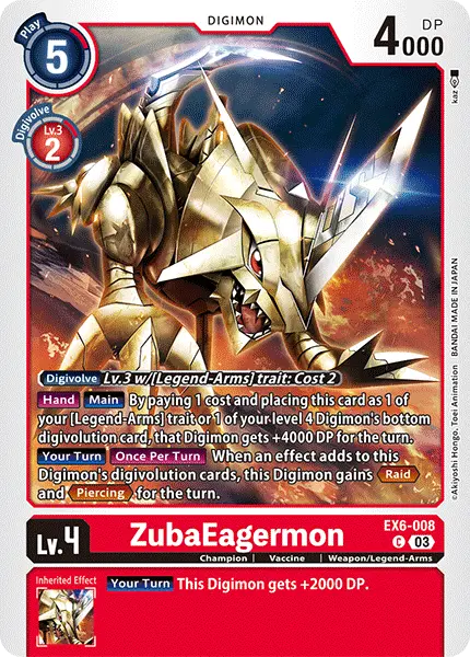 Digimon TCG Card 'EX6-008' 'ZubaEagermon'
