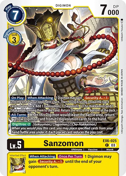 Digimon TCG Card 'EX6-025' 'Sanzomon'