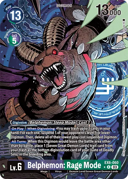 Digimon TCG Card 'EX6-060_P1' 'Belphemon: Rage Mode'