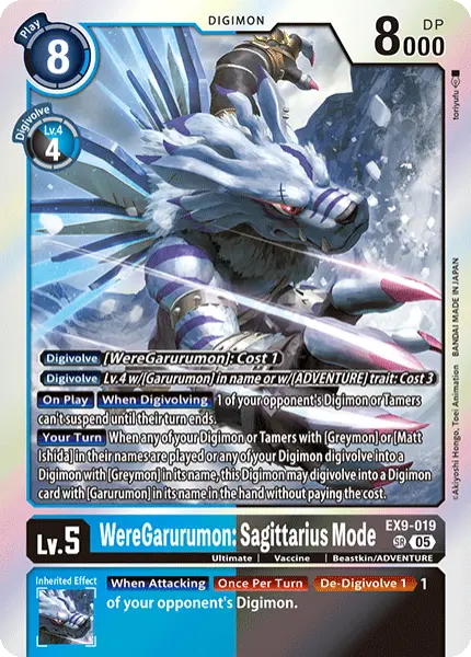 Digimon TCG Card 'EX9-019' 'WereGarurumon: Sagittarius Mode'