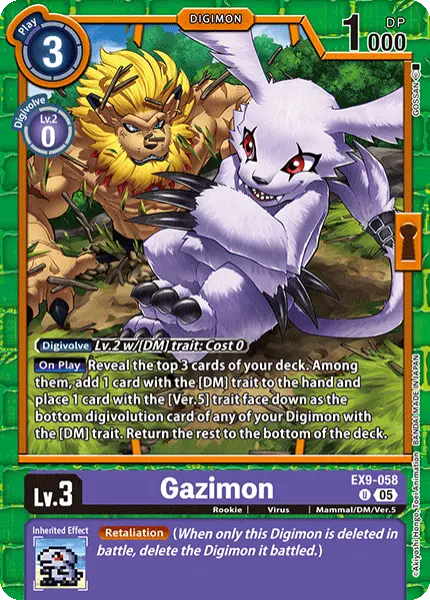 Digimon TCG Card 'EX9-058' 'Gazimon'
