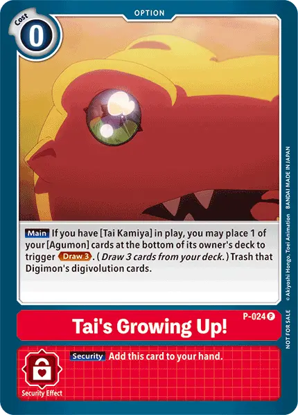 Digimon TCG Card P-024 Tai's Growing Up!